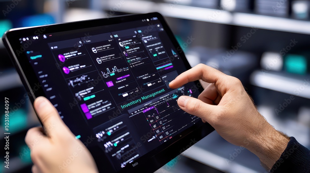Poster streamlining efficiency the role of digital screens in inventory management systems to enhance produ