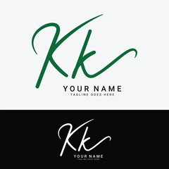 K, KK Initial letter logo. Alphabet KK Handwritten Signature logo
