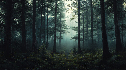 Fototapeta premium A forest haunted by the cries of the lost, echoing through the trees.