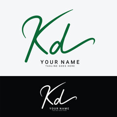 K, D, KD Initial letter logo. Alphabet KD Handwritten Signature logo