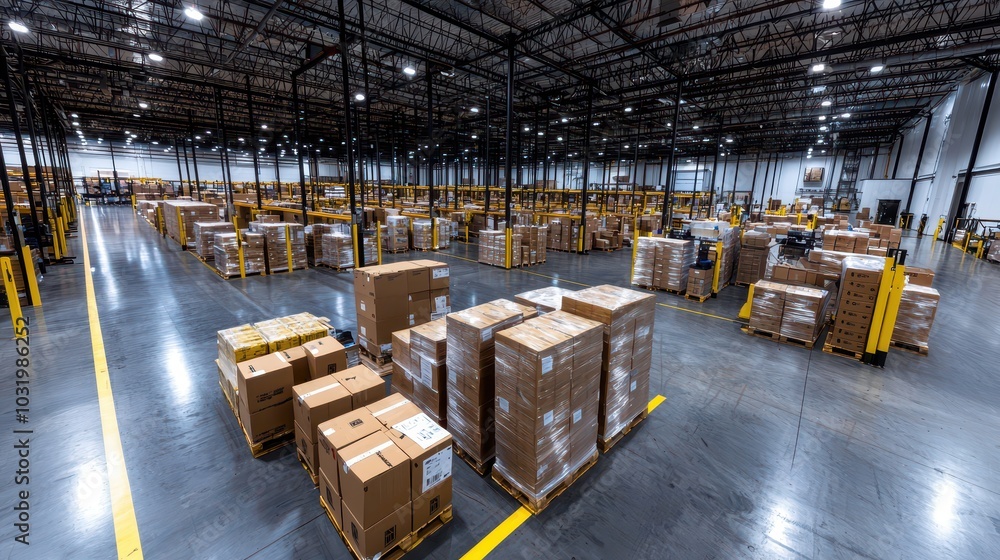 Poster wide view of a clean warehouse with organized pallets and efficient layout