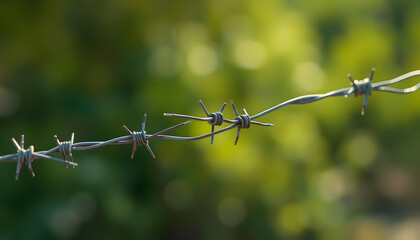 Barbed Fencing Wire isolated with white highlights, png