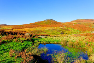 Across Hathersage Moor to the ancient Cark Wark iron age fort in Derbyshire.