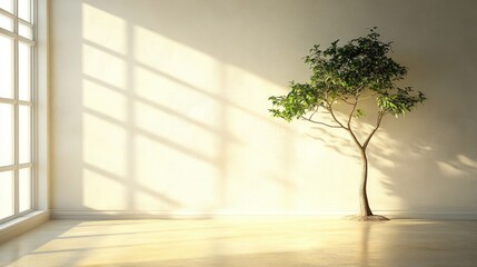 Obraz premium Serene Indoor Tree with Gentle Natural Light