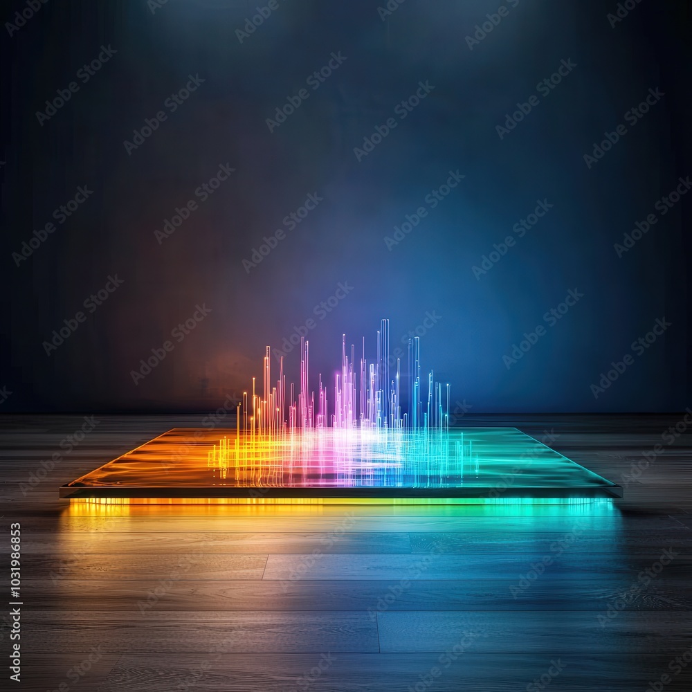 Poster layers of color and light converging for a continuous stream of innovation
