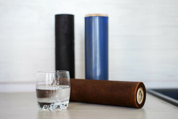 Dirty used drinking water filters.