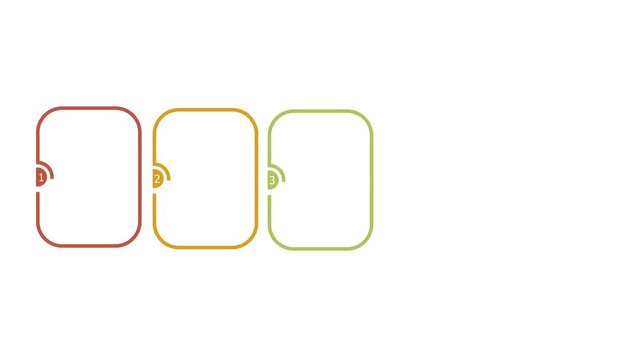 Business video infographics with multicolor rectangle. animation visualization with 5  steps for diagram, flowchart, banner, presentations, web, content, levels, chart, graphic, animated video