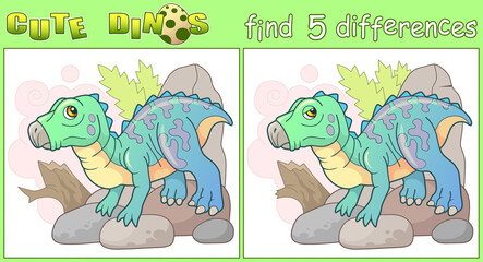 prehistoric funny dinosaur, find five differences