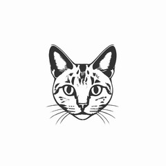 Obraz premium A black and white illustration of a cat's face 
