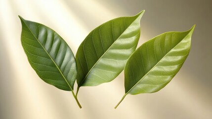 Fototapeta premium Fresh Green Leaves with Natural Lighting Effect