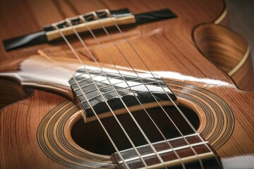 Fototapeta premium A close-up view of a classical guitar