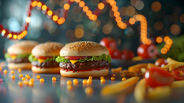 Junk Food Gene or fat mass and obesity associated genetics or FTO as a Fast-food concept with a DNA strand representing genetics and unhealthy eating