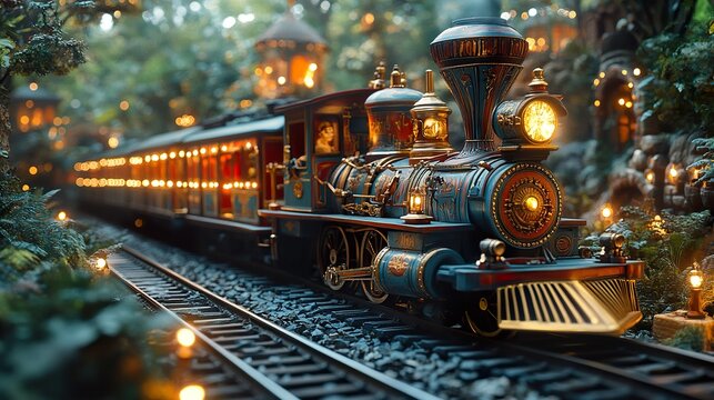 Colorful Circus Train with Ornate Carriages