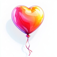 Heart-Shaped Balloon with Vibrant Sunset Colors and Glossy Texture Floating