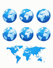 Obraz premium Blue Globe Set with World Map 