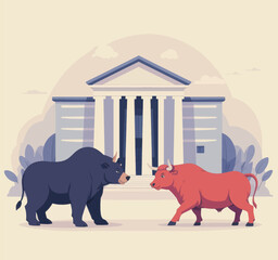 Bull and Bear Market Illustration