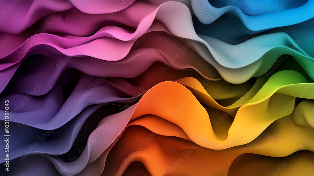 Poster vibrant wavy color patterns on textured background
