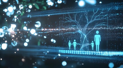 Futuristic Genetic Tree and Personalized Healthcare Strategies on Holographic Display