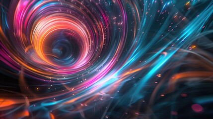 Abstract swirl of colorful light trails in motion