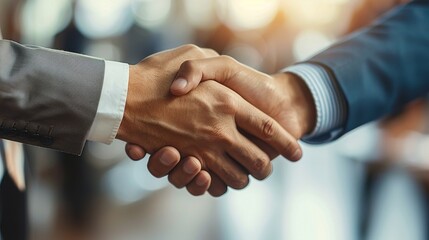 Two individuals engaging in a handshake to signify agreement in a business setting