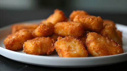 Fototapeta premium A plate of crispy chicken nuggets