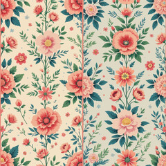 Floral Pattern with Pink and Orange Flowers