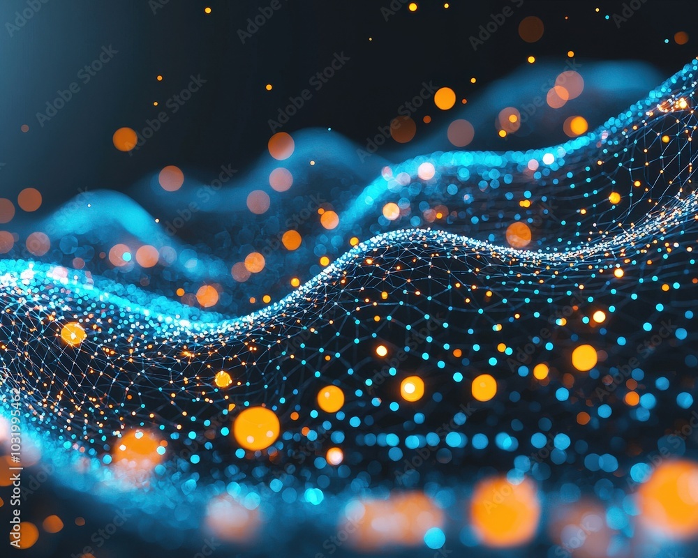 Aufkleber light beams connecting in an abstract network of innovation