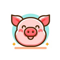 Fototapeta premium Adorable Cartoon Pig with Sparkling Stars