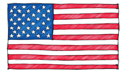 Obraz premium Hand Drawn American Flag Illustration 
