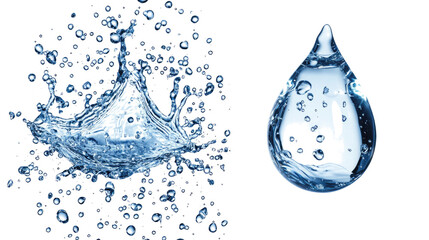 Scattered Water Drops and Splash Captured on a Transparent Background Generative AI