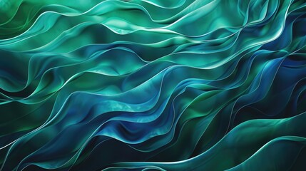 Obraz premium A wave-like pattern of undulating lines in various shades of blue and green