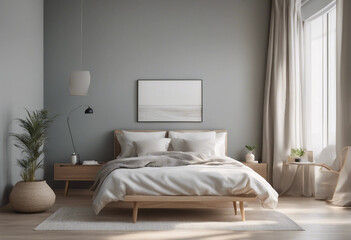Minimal bedroom interior with Home decoration blank mock up Cozy coastal stylish furniture comfortab