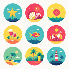 Summer Vacation Icon Set  
