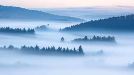Fototapeta premium Enchanting Misty Mountain Landscape at Dusk