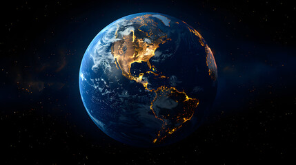 Fototapeta premium Satellite view of Earth globe from space, city lights by night, East Asia China map