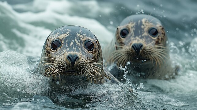 Playful Seals Dive into Ocean Waves: Perfect for Nature, Wildlife, and Aquatic Themes