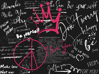 textile print. motivational inspirational quotes, t shirt graphics print vector, Urban typography hipster street art, Seamless handwriting pattern, graffiti pattern, hand drawn pattern street. eps8