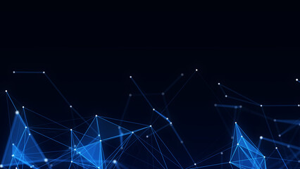 Global network connections. Abstract neural networks cyberspace. Futuristic grid artificial intelligence. Technology cyber dynamic. 3D rendering.