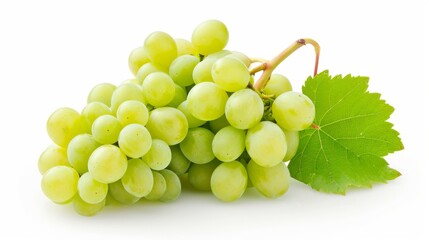 Vibrant Delights: Luscious Green Grapes Packed Together in Harmony on a Pristine White Canvas -- AR