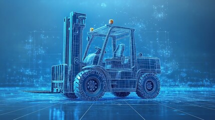 3D Blueprint of a Forklift Vehicle Visualization