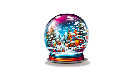  A charming snow globe containing a cityscape, encased in a flurry of sparkling snow, evoking a peaceful winter ambiance.