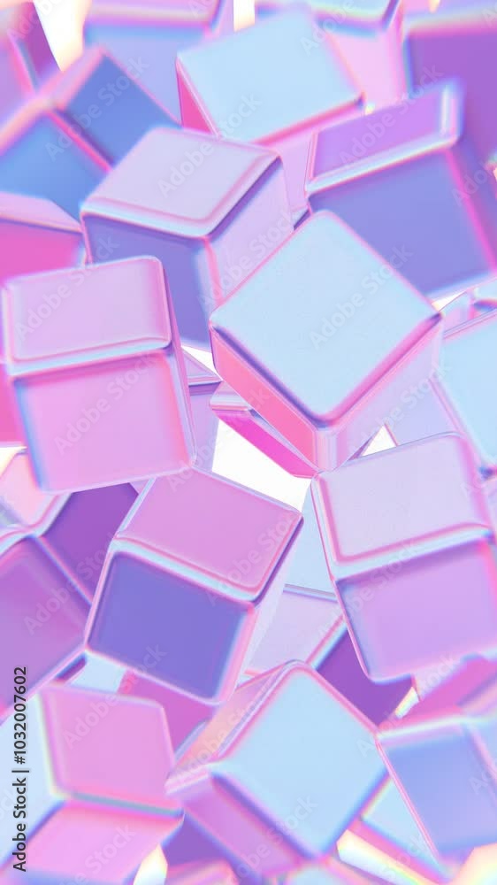 Poster Abstract Pastel Cubes Floating in a Soft Gradient Environment