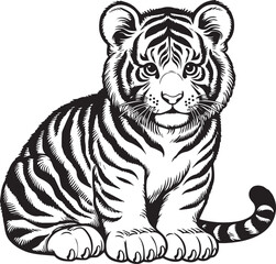 simple tiger coloring pages black and white