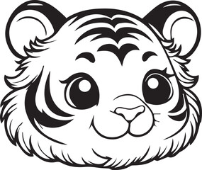 simple tiger coloring pages black and white