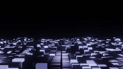 Obraz premium Colors wave with motion dots and lines. Abstract digital background. Concept connection big data. Futuristic technology backdrop. 3D rendering.