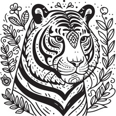 simple tiger coloring pages black and white