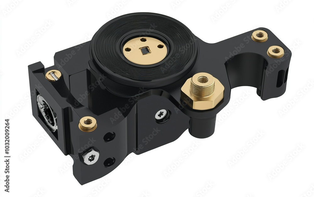 Poster detail of a precision-engineered industrial component with mechanical features designed for efficien