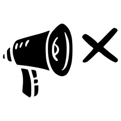 megaphone mute with cross symbol doodle glyph icon