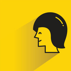 woman face icon with shadow on yellow background