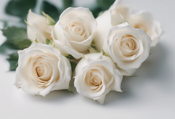 Fototapeta premium White roses on white background